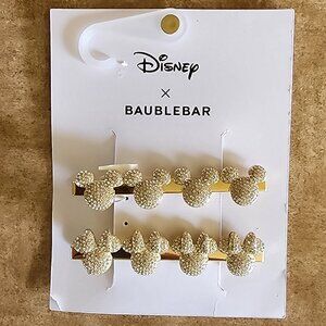 Disney Baublebar Mickey & Minnie Mouse Gold Hair Barrette NEW
